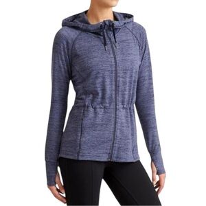 Athleta Heathered Gray No Sweat Athletic Zip-Up Jacket